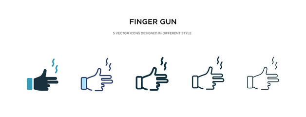 finger gun icon in different style vector illustration. two colored and black finger gun vector icons designed in filled, outline, line and stroke style can be used for web, mobile, ui