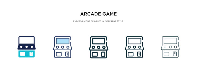 arcade game icon in different style vector illustration. two colored and black arcade game vector icons designed in filled, outline, line and stroke style can be used for web, mobile, ui