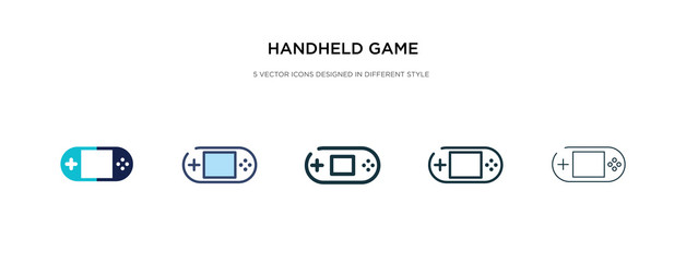 handheld game icon in different style vector illustration. two colored and black handheld game vector icons designed in filled, outline, line and stroke style can be used for web, mobile, ui