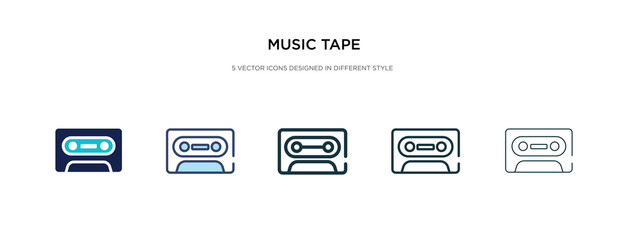 music tape icon in different style vector illustration. two colored and black music tape vector icons designed in filled, outline, line and stroke style can be used for web, mobile, ui