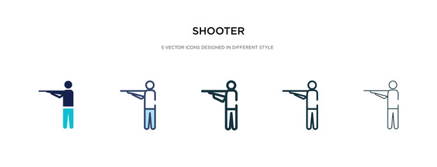 shooter icon in different style vector illustration. two colored and black shooter vector icons designed in filled, outline, line and stroke style can be used for web, mobile, ui