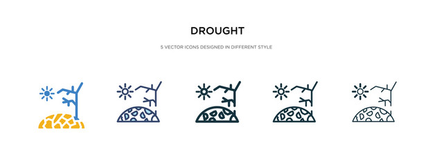 drought icon in different style vector illustration. two colored and black drought vector icons designed in filled, outline, line and stroke style can be used for web, mobile, ui