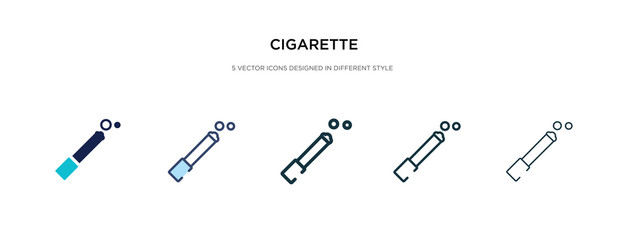 cigarette icon in different style vector illustration. two colored and black cigarette vector icons designed in filled, outline, line and stroke style can be used for web, mobile, ui