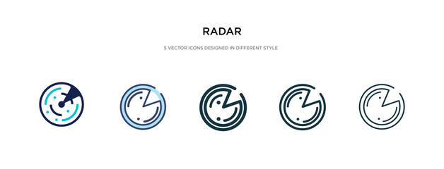 radar icon in different style vector illustration. two colored and black radar vector icons designed in filled, outline, line and stroke style can be used for web, mobile, ui
