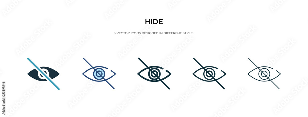 Poster hide icon in different style vector illustration. two colored and black hide vector icons designed i