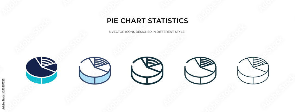 Poster pie chart statistics icon in different style vector illustration. two colored and black pie chart st