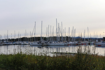 Marina with sailboats, outside Oslo, Norway