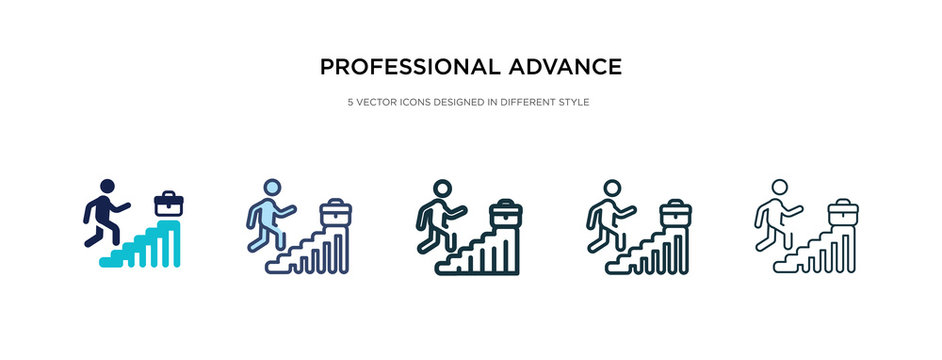 professional advance icon in different style vector illustration. two colored and black professional advance vector icons designed in filled, outline, line and stroke style can be used for web,