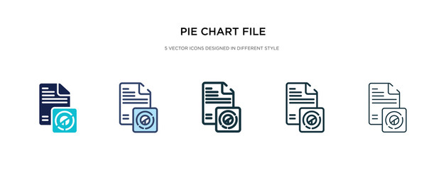 pie chart file icon in different style vector illustration. two colored and black pie chart file vector icons designed in filled, outline, line and stroke style can be used for web, mobile, ui