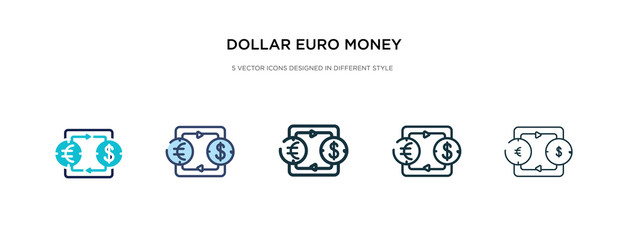 dollar euro money exchange icon in different style vector illustration. two colored and black dollar euro money exchange vector icons designed in filled, outline, line and stroke style can be used