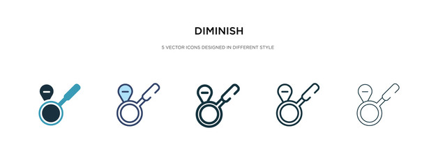Fototapeta na wymiar diminish icon in different style vector illustration. two colored and black diminish vector icons designed in filled, outline, line and stroke style can be used for web, mobile, ui