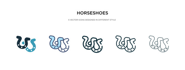 horseshoes icon in different style vector illustration. two colored and black horseshoes vector icons designed in filled, outline, line and stroke style can be used for web, mobile, ui