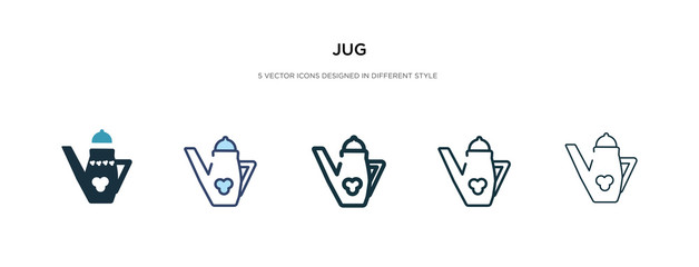 jug icon in different style vector illustration. two colored and black jug vector icons designed in filled, outline, line and stroke style can be used for web, mobile, ui