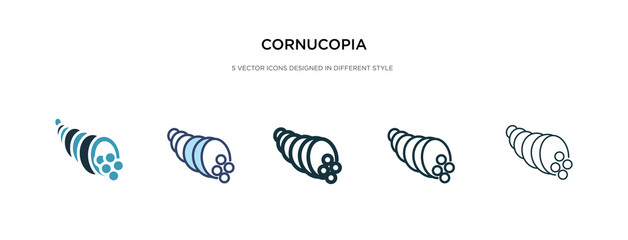cornucopia icon in different style vector illustration. two colored and black cornucopia vector icons designed in filled, outline, line and stroke style can be used for web, mobile, ui