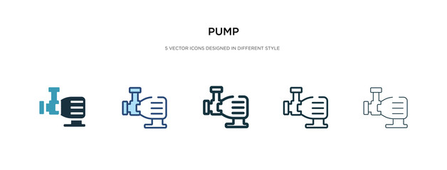 pump icon in different style vector illustration. two colored and black pump vector icons designed in filled, outline, line and stroke style can be used for web, mobile, ui - obrazy, fototapety, plakaty