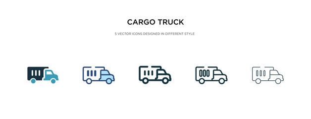 Fototapeta premium cargo truck icon in different style vector illustration. two colored and black cargo truck vector icons designed in filled, outline, line and stroke style can be used for web, mobile, ui