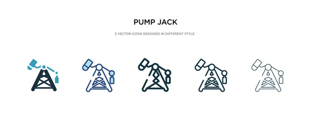 pump jack icon in different style vector illustration. two colored and black pump jack vector icons designed in filled, outline, line and stroke style can be used for web, mobile, ui