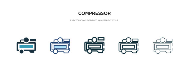 compressor icon in different style vector illustration. two colored and black compressor vector icons designed in filled, outline, line and stroke style can be used for web, mobile, ui