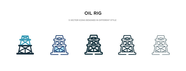 oil rig icon in different style vector illustration. two colored and black oil rig vector icons designed in filled, outline, line and stroke style can be used for web, mobile, ui