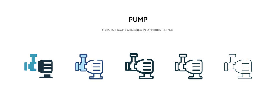 pump icon in different style vector illustration. two colored and black pump vector icons designed in filled, outline, line and stroke style can be used for web, mobile, ui