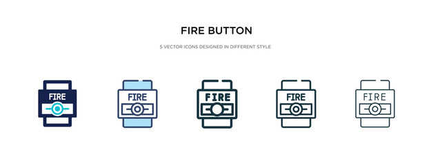 fire button icon in different style vector illustration. two colored and black fire button vector icons designed in filled, outline, line and stroke style can be used for web, mobile, ui