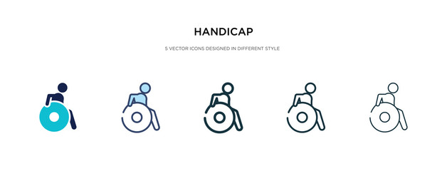 handicap icon in different style vector illustration. two colored and black handicap vector icons designed in filled, outline, line and stroke style can be used for web, mobile, ui - obrazy, fototapety, plakaty