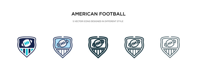 american football emblem icon in different style vector illustration. two colored and black american football emblem vector icons designed in filled, outline, line and stroke style can be used for