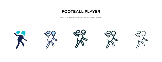 football player icon in different style vector illustration. two colored and black football player vector icons designed in filled, outline, line and stroke style can be used for web, mobile, ui