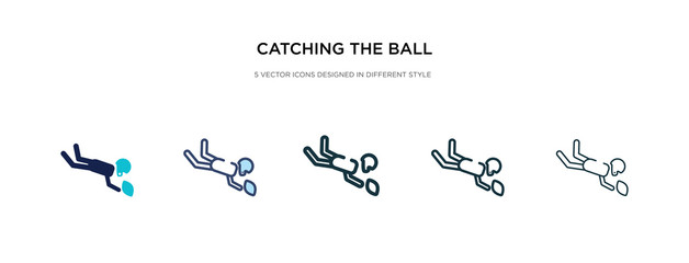 catching the ball icon in different style vector illustration. two colored and black catching the ball vector icons designed in filled, outline, line and stroke style can be used for web, mobile, ui