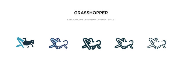 grasshopper icon in different style vector illustration. two colored and black grasshopper vector icons designed in filled, outline, line and stroke style can be used for web, mobile, ui