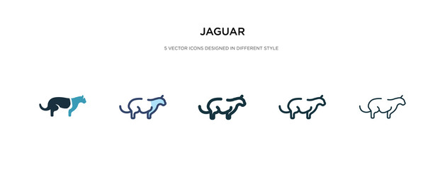 jaguar icon in different style vector illustration. two colored and black jaguar vector icons designed in filled, outline, line and stroke style can be used for web, mobile, ui