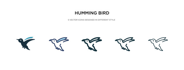 humming bird icon in different style vector illustration. two colored and black humming bird vector icons designed in filled, outline, line and stroke style can be used for web, mobile, ui