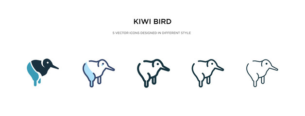 kiwi bird icon in different style vector illustration. two colored and black kiwi bird vector icons designed in filled, outline, line and stroke style can be used for web, mobile, ui