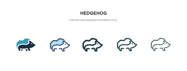 hedgehog icon in different style vector illustration. two colored and black hedgehog vector icons designed in filled, outline, line and stroke style can be used for web, mobile, ui