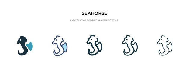 seahorse icon in different style vector illustration. two colored and black seahorse vector icons designed in filled, outline, line and stroke style can be used for web, mobile, ui
