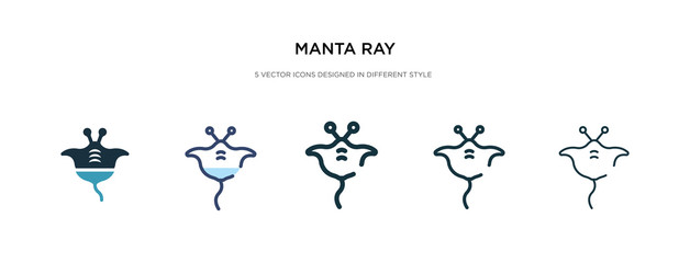 manta ray icon in different style vector illustration. two colored and black manta ray vector icons designed in filled, outline, line and stroke style can be used for web, mobile, ui