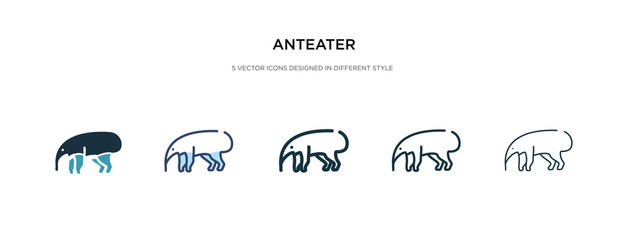 anteater icon in different style vector illustration. two colored and black anteater vector icons designed in filled, outline, line and stroke style can be used for web, mobile, ui