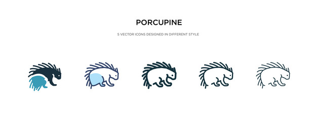 porcupine icon in different style vector illustration. two colored and black porcupine vector icons designed in filled, outline, line and stroke style can be used for web, mobile, ui