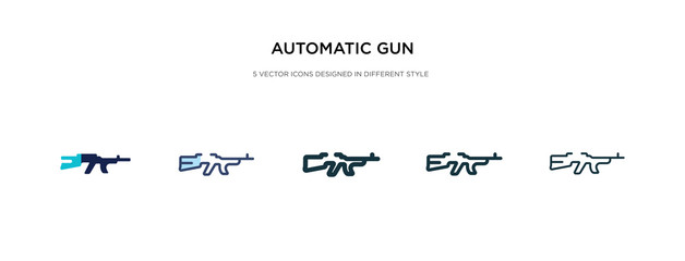 automatic gun icon in different style vector illustration. two colored and black automatic gun vector icons designed in filled, outline, line and stroke style can be used for web, mobile, ui