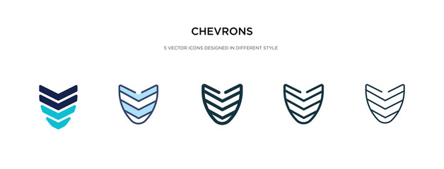 chevrons icon in different style vector illustration. two colored and black chevrons vector icons designed in filled, outline, line and stroke style can be used for web, mobile, ui