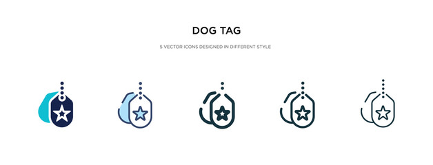 dog tag icon in different style vector illustration. two colored and black dog tag vector icons designed in filled, outline, line and stroke style can be used for web, mobile, ui