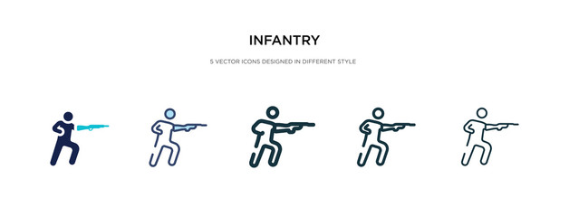 infantry icon in different style vector illustration. two colored and black infantry vector icons designed in filled, outline, line and stroke style can be used for web, mobile, ui