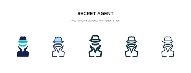 secret agent icon in different style vector illustration. two colored and black secret agent vector icons designed in filled, outline, line and stroke style can be used for web, mobile, ui