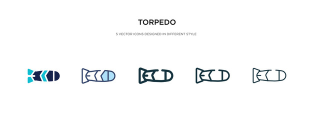 torpedo icon in different style vector illustration. two colored and black torpedo vector icons designed in filled, outline, line and stroke style can be used for web, mobile, ui