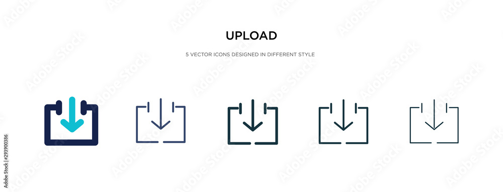 Poster upload icon in different style vector illustration. two colored and black upload vector icons design