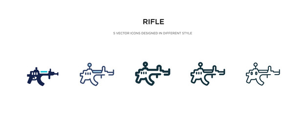 Fototapeta na wymiar rifle icon in different style vector illustration. two colored and black rifle vector icons designed in filled, outline, line and stroke style can be used for web, mobile, ui