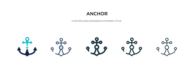 anchor icon in different style vector illustration. two colored and black anchor vector icons designed in filled, outline, line and stroke style can be used for web, mobile, ui © zaurrahimov