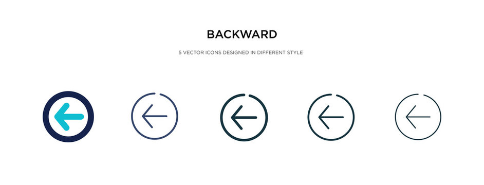 backward icon in different style vector illustration. two colored and black backward vector icons designed in filled, outline, line and stroke style can be used for web, mobile, ui