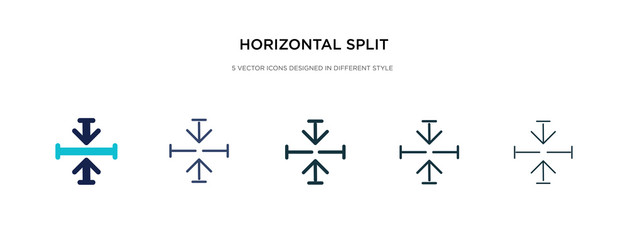 Naklejka premium horizontal split icon in different style vector illustration. two colored and black horizontal split vector icons designed in filled, outline, line and stroke style can be used for web, mobile, ui
