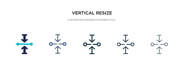 vertical resize icon in different style vector illustration. two colored and black vertical resize vector icons designed in filled, outline, line and stroke style can be used for web, mobile, ui